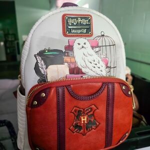 Harry Potter Loungefly Owl & Books Mini Backpack in White and Red